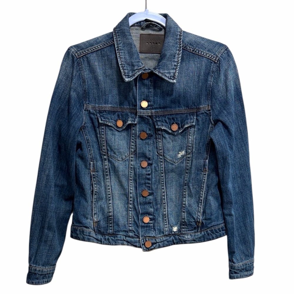 BLANKNYC Medium Wash Cropped Denim Jacket XS Distressed